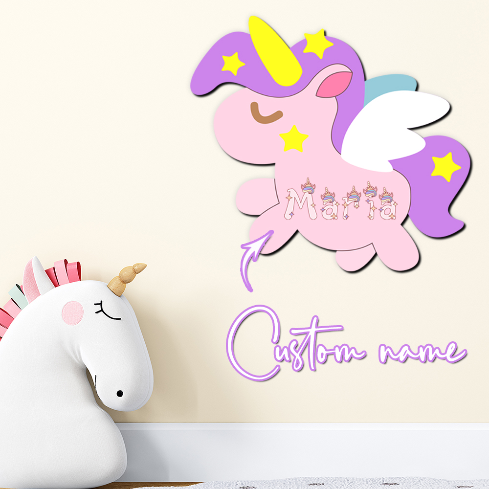 Baby Nursery Decor Girl - Özel Unicorn Ahşap İsim Tabelası Kişiselleştirilmiş