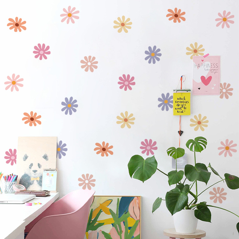 Baby Nursery Peel And Stick Wallpaper - Papatya Çiçek Duvar Çıkartmaları Çocuk Kreş