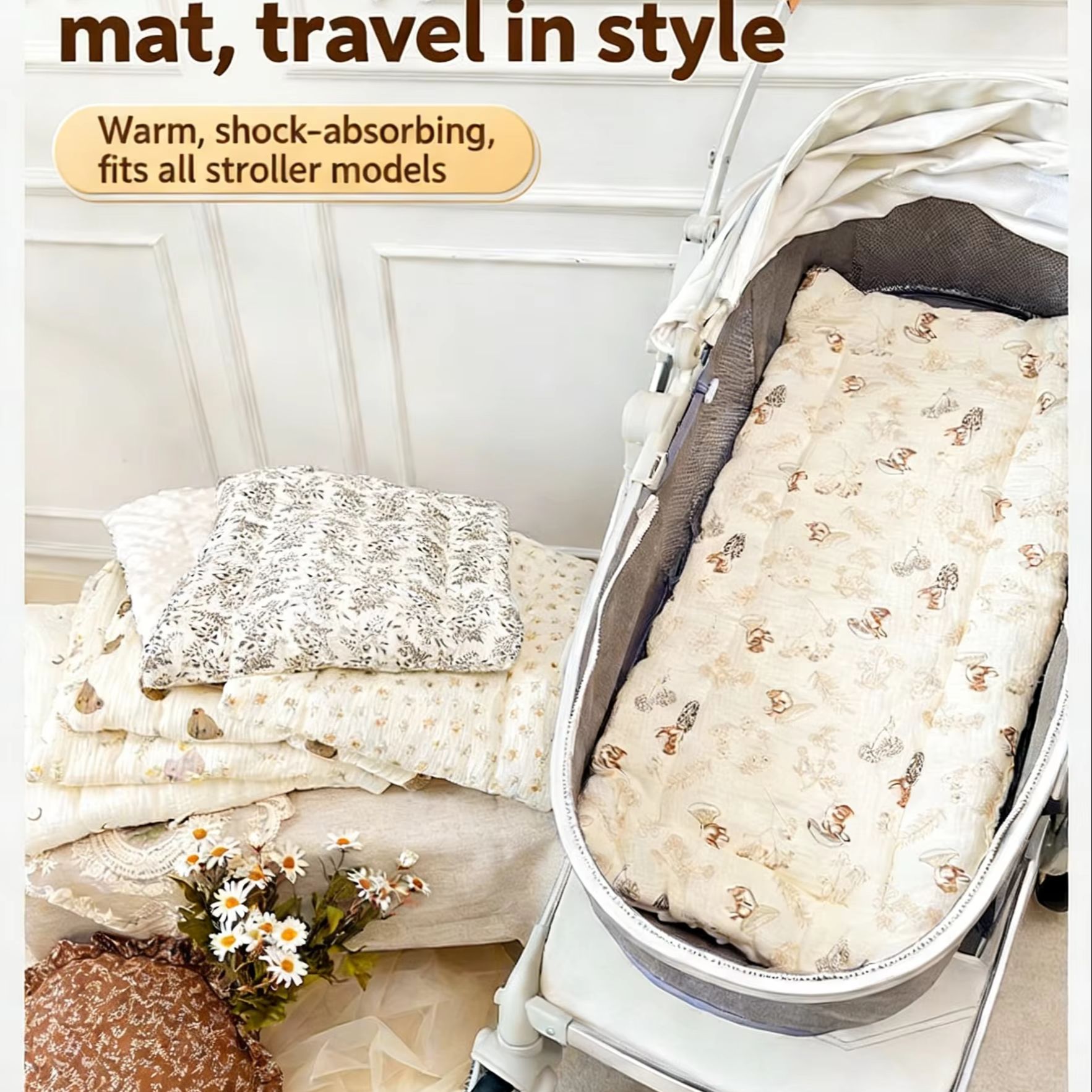 Baby Nursery Trolley - Bebek Arabası Minderi Yükseltilmiş Evrensel Bebek