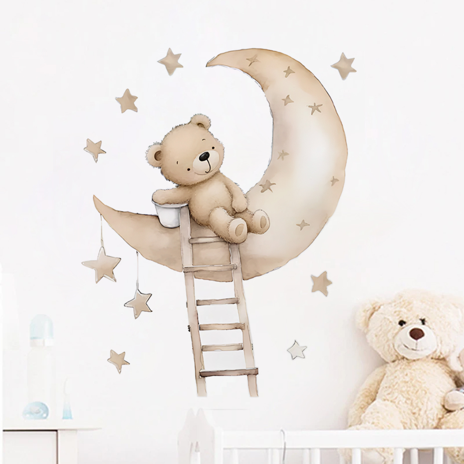 Baby Girl Nursery Quotes - Sevimli Ayı Yıldız Bulut duvar çıkartmaları