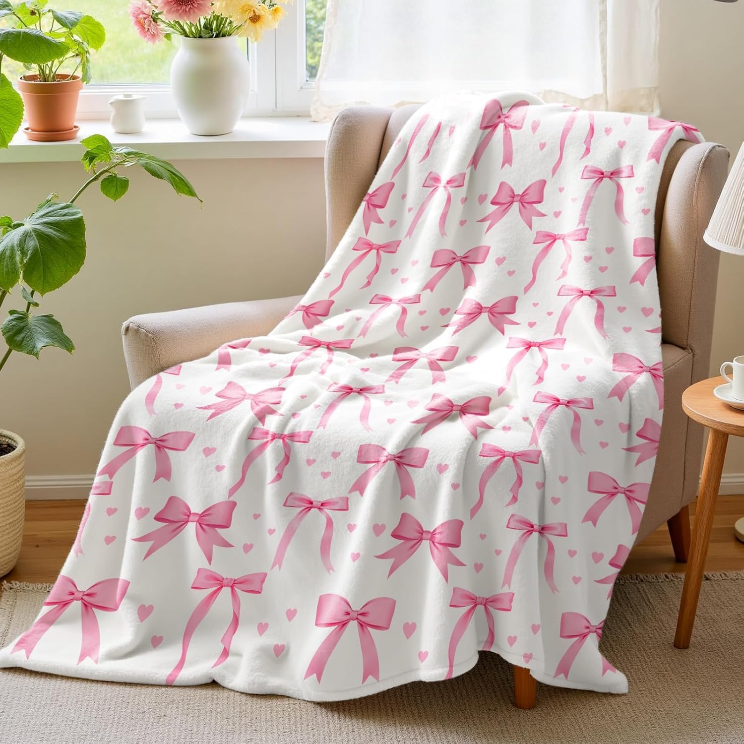 Baby Nursery Decor Girl - VIKAMA Pembe Fiyonklu Battaniye, Yumuşak ve