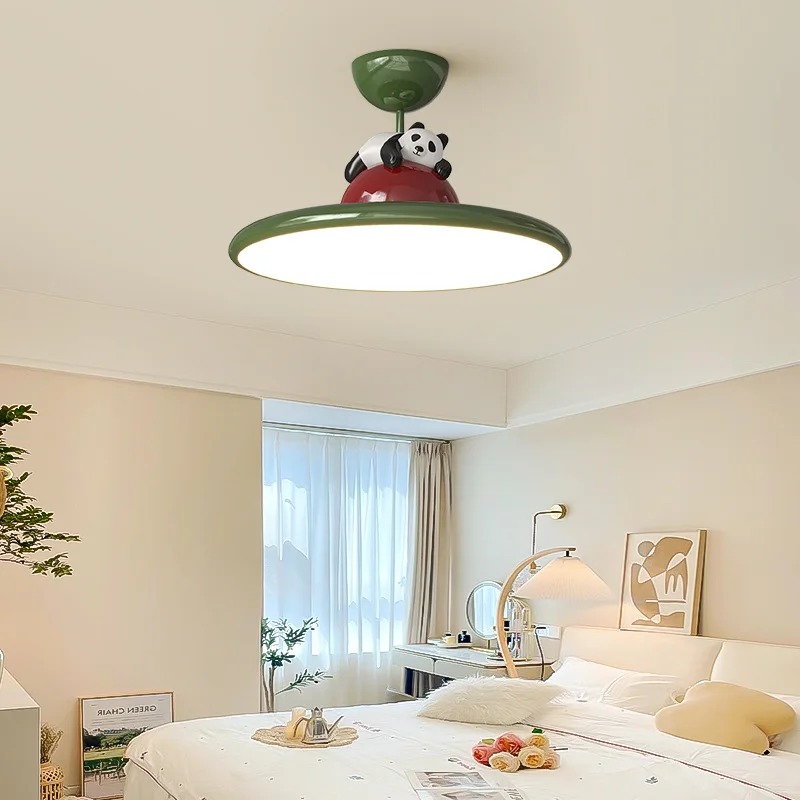Baby Nursery Light Fixture - Karikatür Krem Tarzı Panda LED Tavan