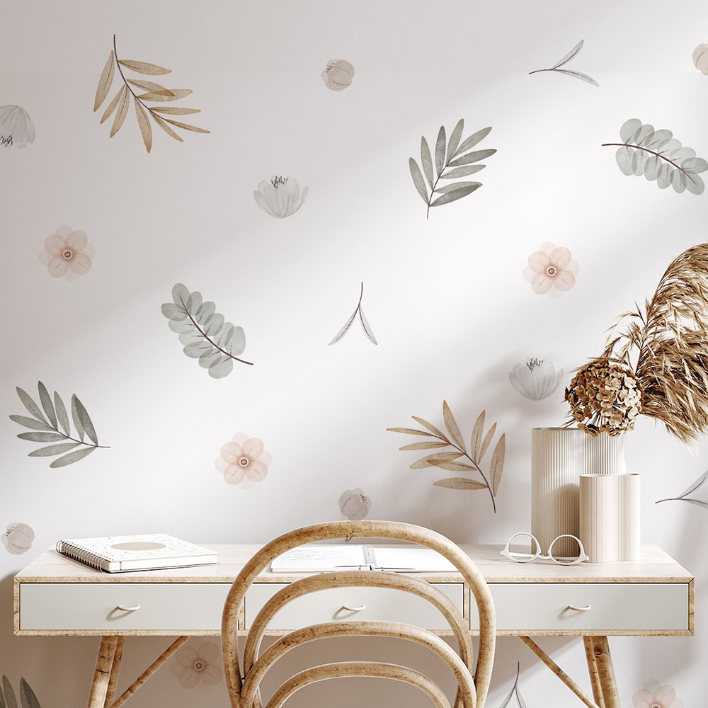 Baby Girl Nursery Quotes - Boho Yaprakları Botanik DIY Duvar Çıkartmaları