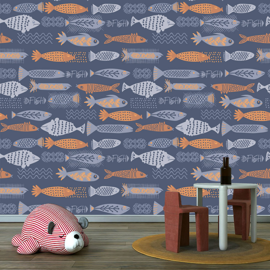 Baby Nursery Peel And Stick Wallpaper - 10+ Balık Tasarım Su Geçirmez Peel