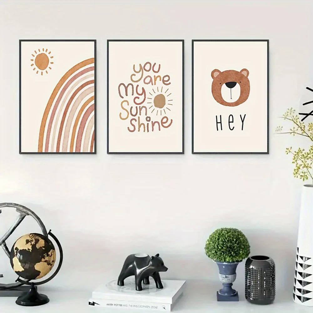 Baby Nursery Frames - (Çerçevesiz) 3 adet Tuval Sanat Seti,