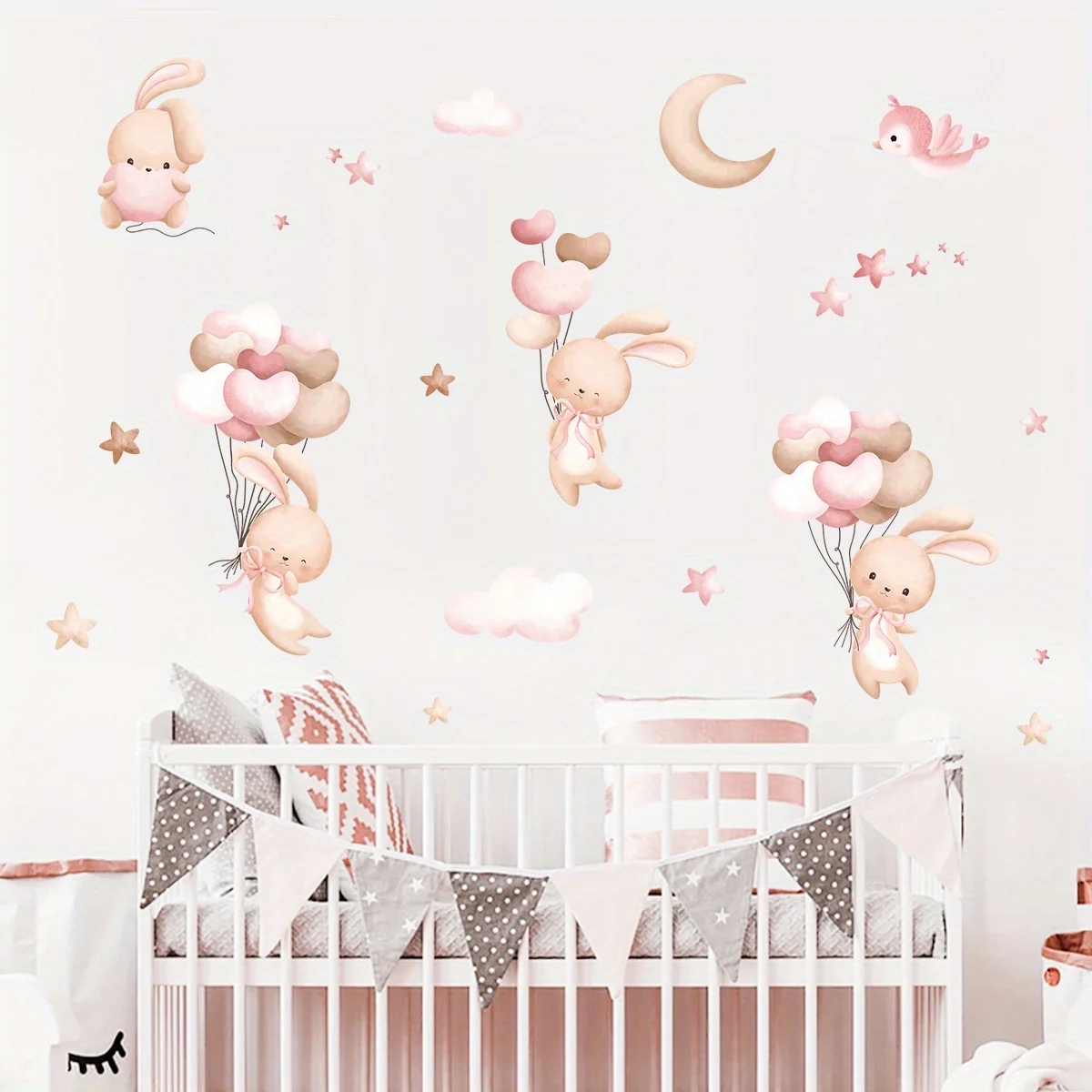 Sevimli Tavşan Balon duvar çık - Baby Girl Nursery Quotes incelemesi ve fiyatı