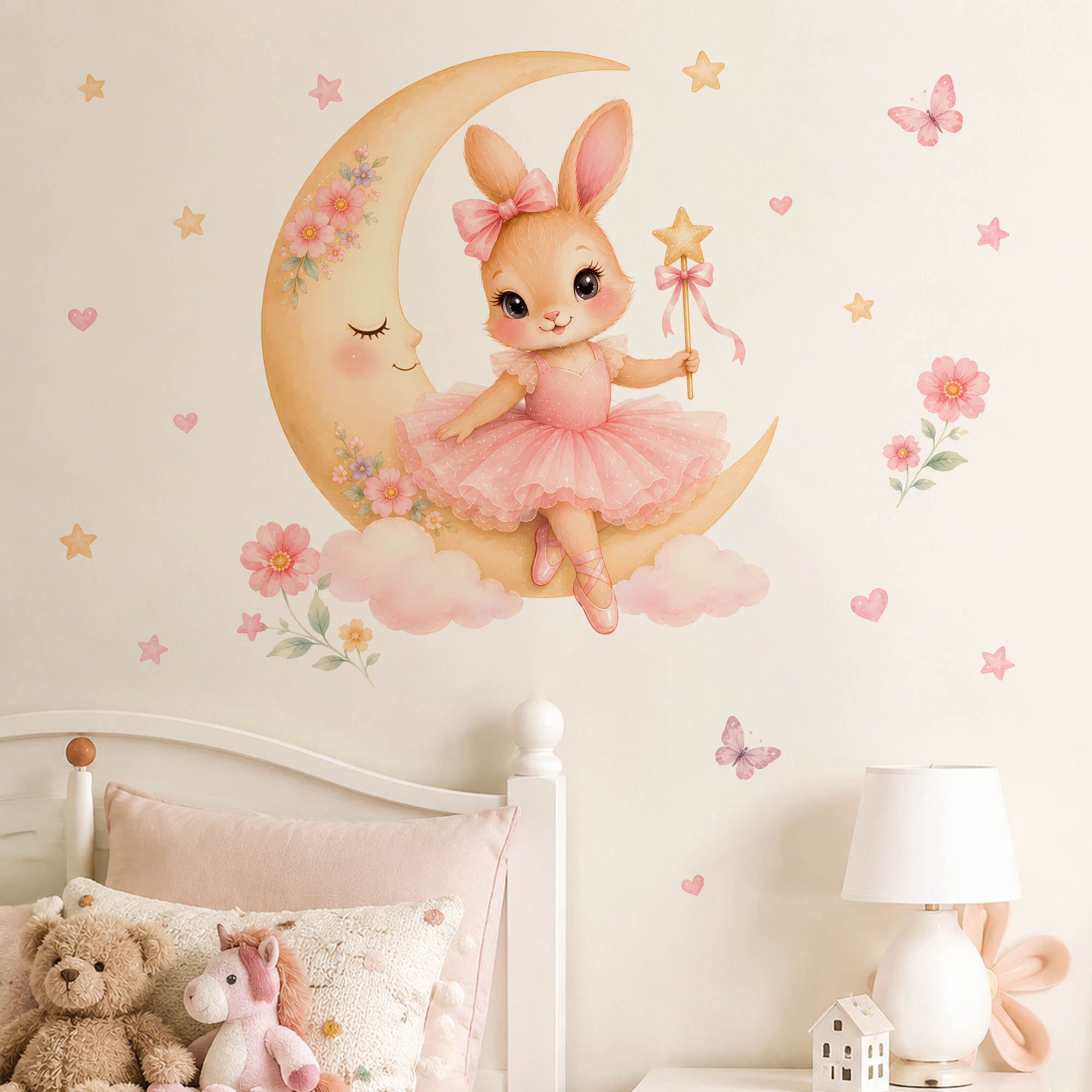 Suluboya Balerin Tavşanlı Ay D - Baby Nursery Decor Girl incelemesi ve fiyatı