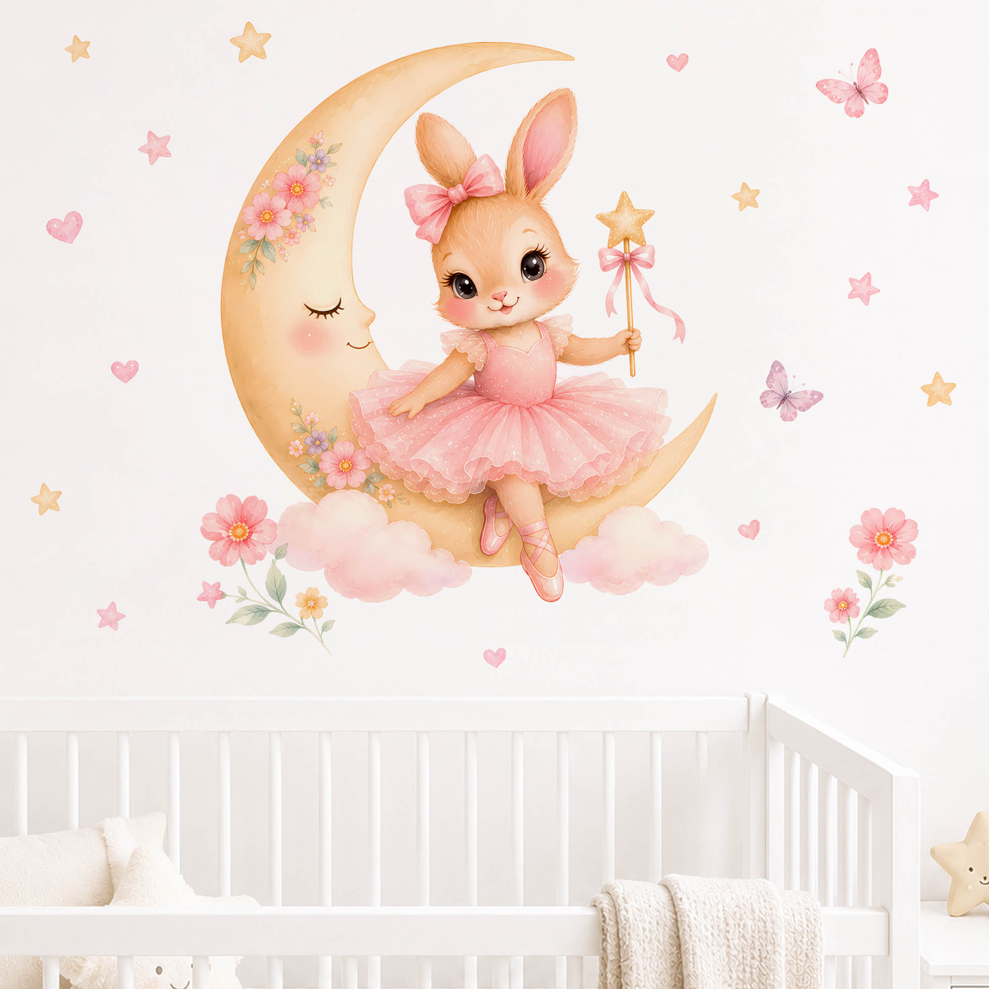 Suluboya Balerin Tavşanlı Ay D - Baby Nursery Decor Girl incelemesi ve fiyatı