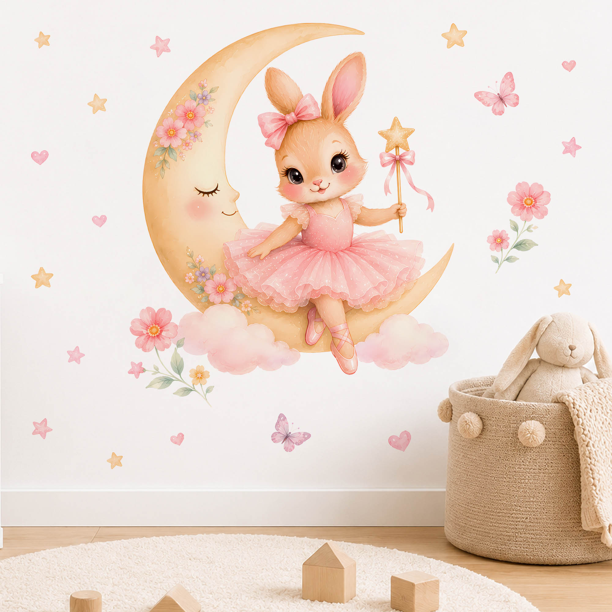 Suluboya Balerin Tavşanlı Ay D - Baby Nursery Decor Girl incelemesi ve fiyatı