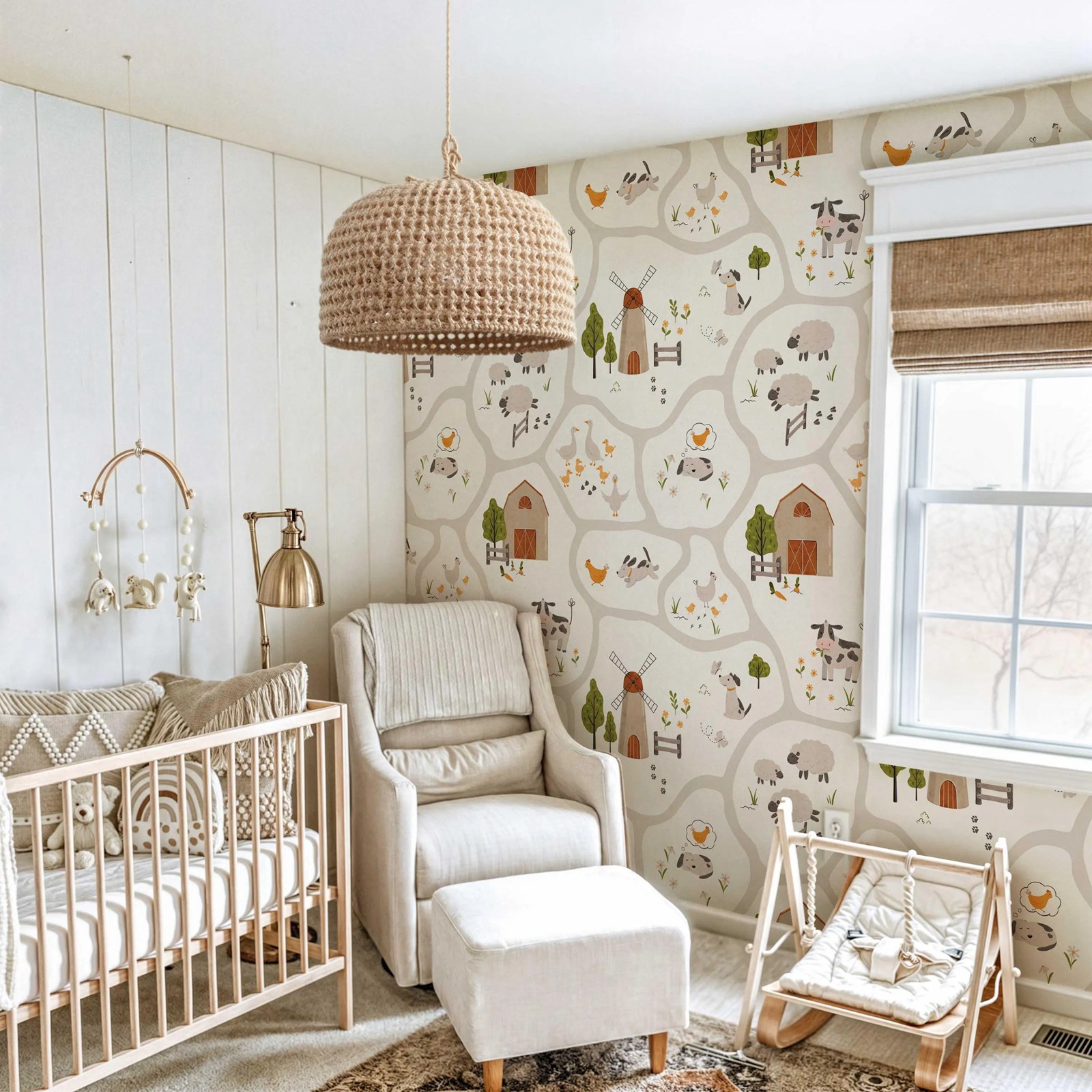 Sevimli Çiftlik Hayvanları Çoc - Baby Nursery Peel And Stick Wallpaper incelemesi ve fiyatı