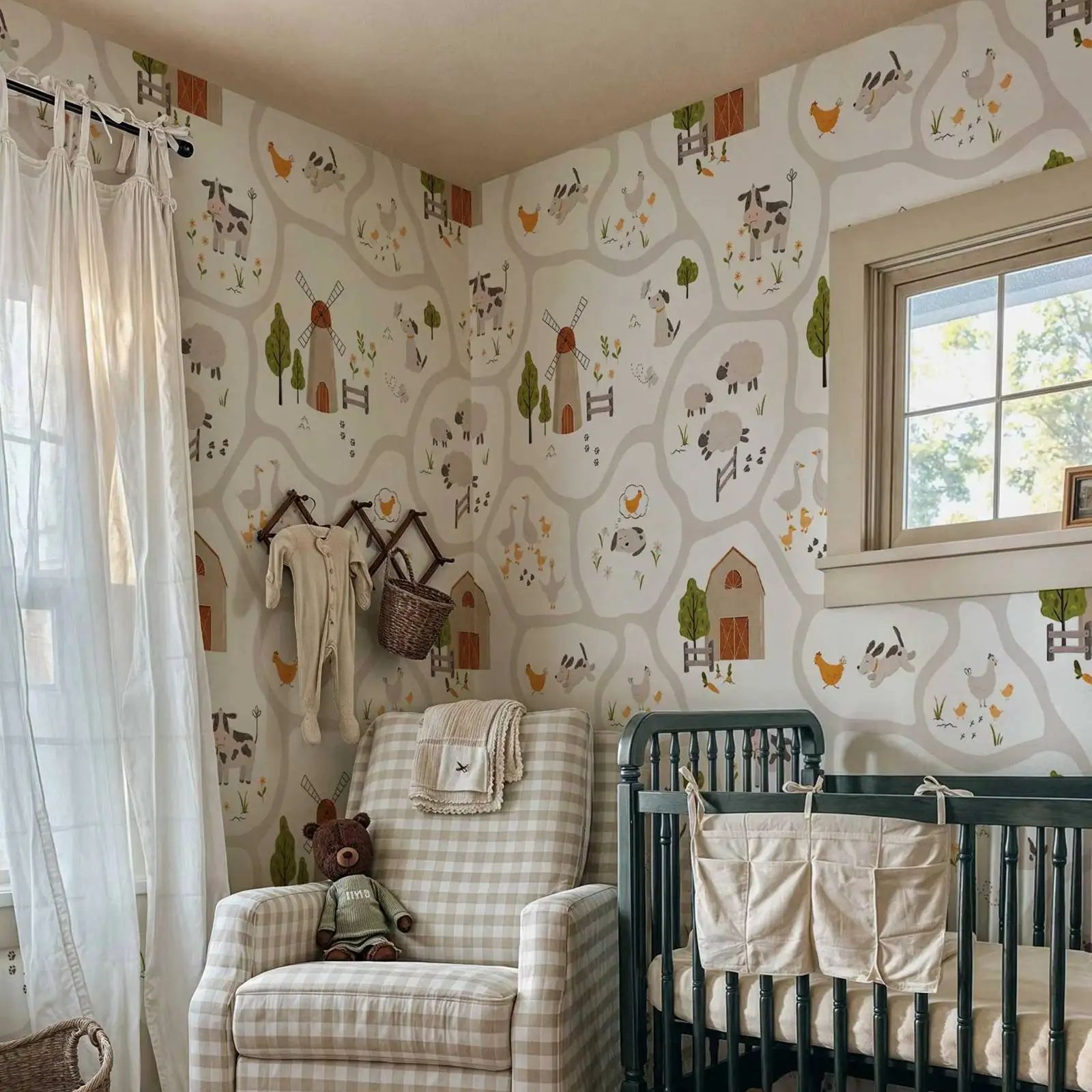Sevimli Çiftlik Hayvanları Çoc - Baby Nursery Peel And Stick Wallpaper incelemesi ve fiyatı