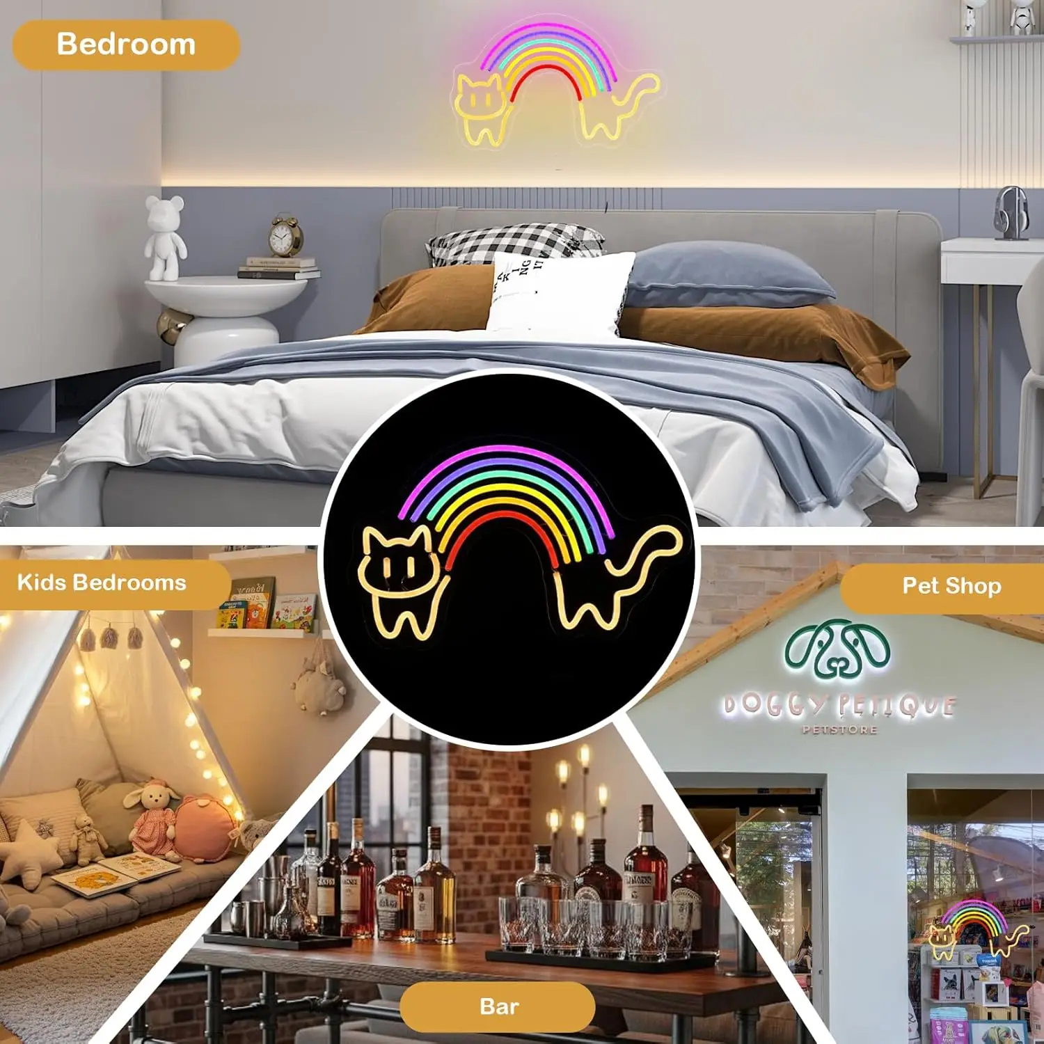 Gökkuşağı Kedi Neon Tabelası S - Baby Nursery Wall Lights incelemesi ve fiyatı