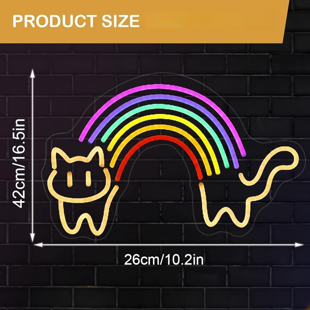 Gökkuşağı Kedi Neon Tabelası S - Baby Nursery Wall Lights incelemesi ve fiyatı