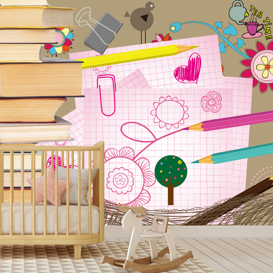 Karikatür Kitap Çizimi Kolay U - Baby Nursery Peel And Stick Wallpaper incelemesi ve fiyatı