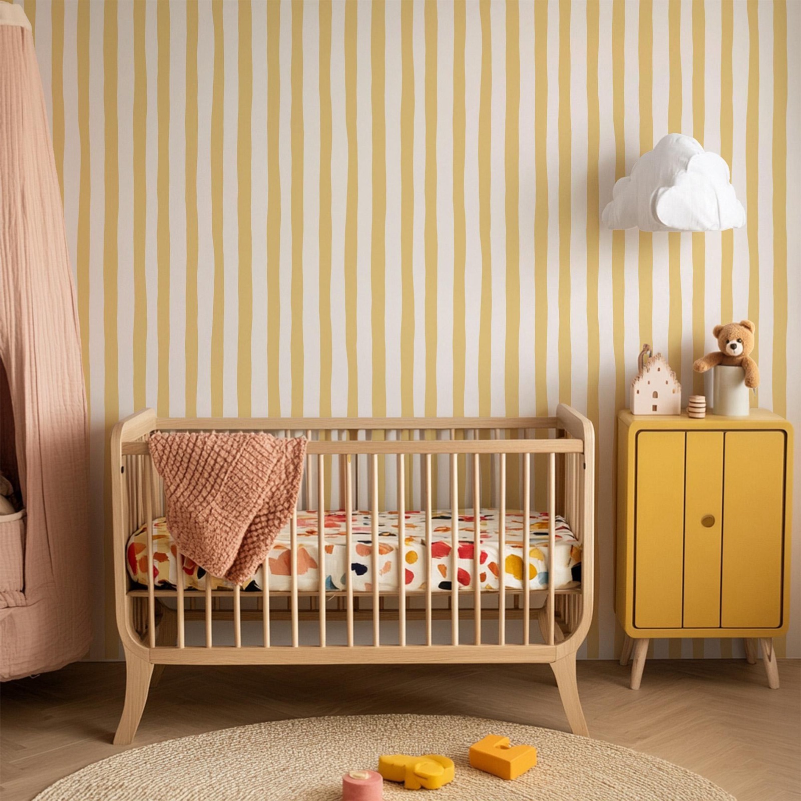 Güneş Işığı Sarısı Sallanan Çi - Baby Nursery Peel And Stick Wallpaper incelemesi ve fiyatı