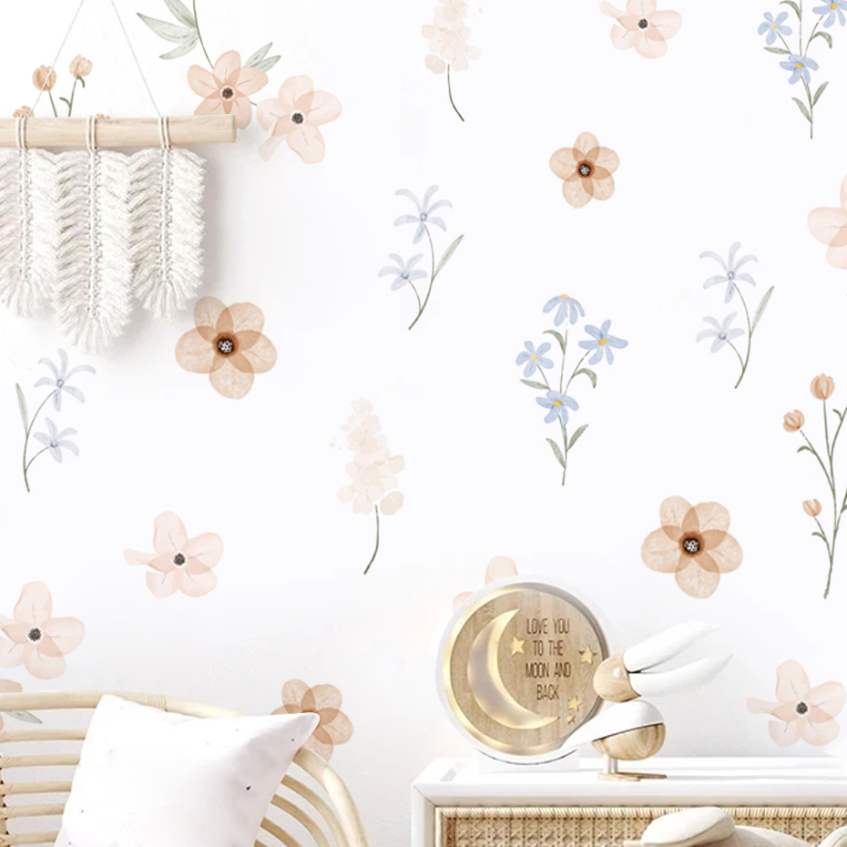 Suluboya Çiçekler Duvar Çıkart - Baby Girl Nursery Quotes incelemesi ve fiyatı