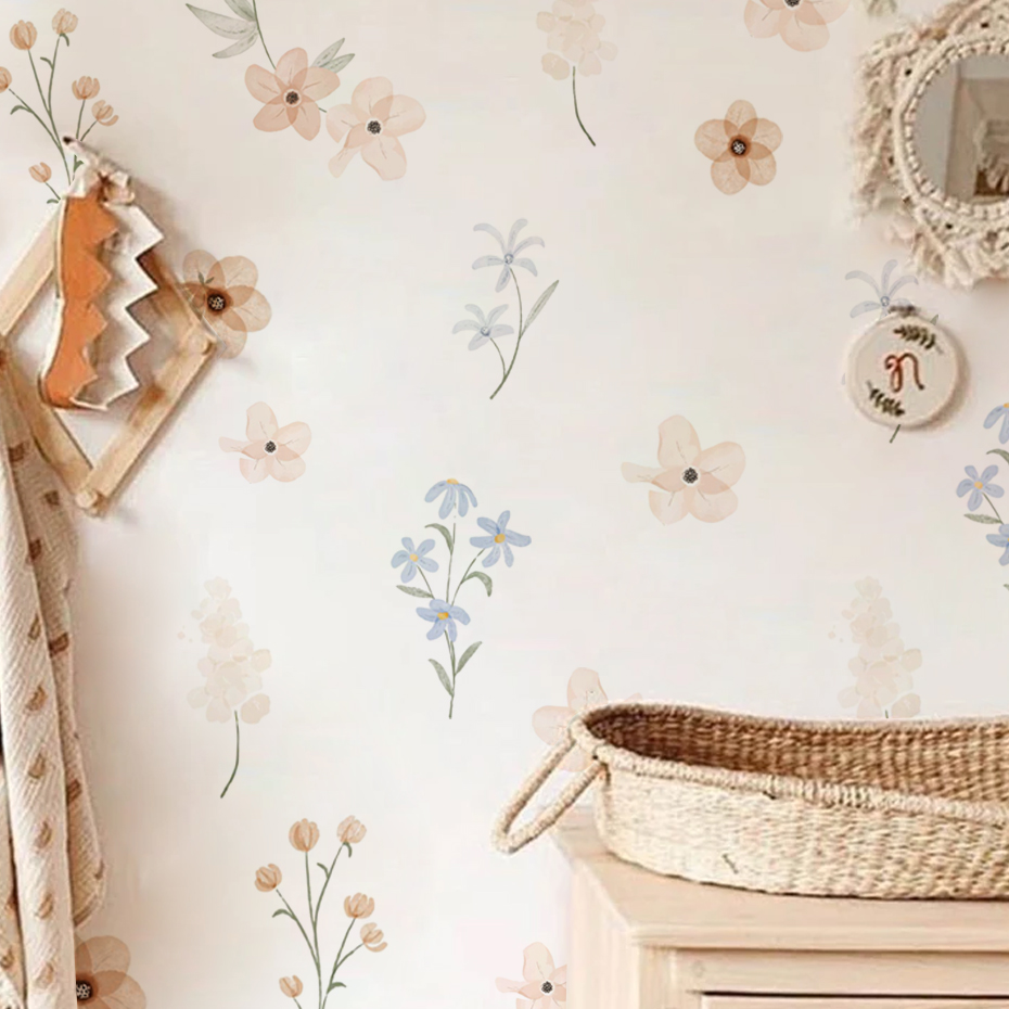 Suluboya Çiçekler Duvar Çıkart - Baby Girl Nursery Quotes incelemesi ve fiyatı