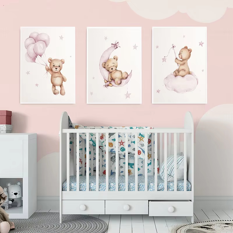 Ayıcıklı Çocuk Odası Duvar San - Baby Nursery Decor Girl incelemesi ve fiyatı